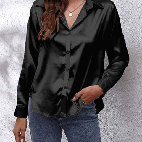 Women's Long-Sleeve Satin Blouse
