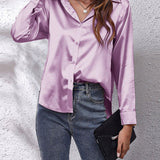 Women's Long-Sleeve Satin Blouse