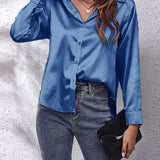Women's Long-Sleeve Satin Blouse