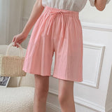 Women’s Knee-Length Shorts – Relaxed Fit  – Elastic Waist – Drawstring Tie