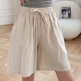 Women’s Knee-Length Shorts – Relaxed Fit  – Elastic Waist – Drawstring Tie