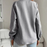 Junia™ Flip Collar Button Long Sleeved Blouse