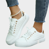 Morgan | Contemporary Quilted Gold Accent Trainers