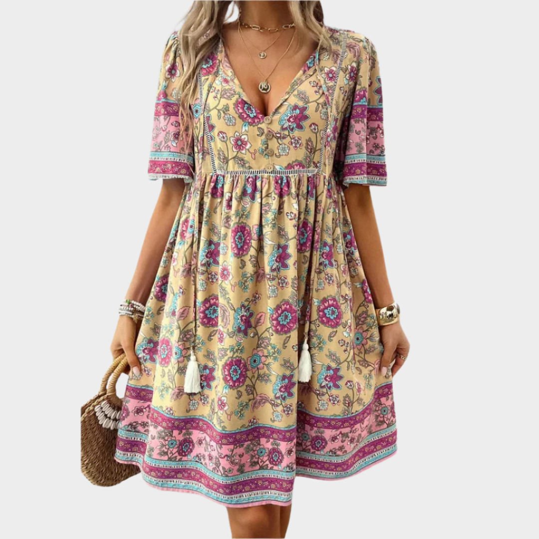 Stonebridge | Airy Bohemian Embroidered Lace-Trimmed Dress