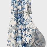 Elizabeth | Floral Porcelain Velvet Heritage Dress