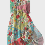 Scarlett | Colourful Floral Patchwork Evening Dress