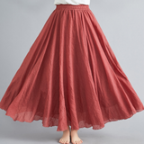 Women’s Maxi Skirt – Flowing Fit – Crinkled Texture – Breathable Blend – Boho Style