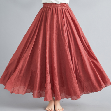 Women’s Maxi Skirt – Flowing Fit – Crinkled Texture – Breathable Blend – Boho Style