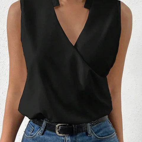 Women's Sleeveless V-Neck Printed Summer Blouse