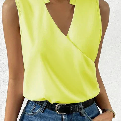 Women's Sleeveless V-Neck Printed Summer Blouse