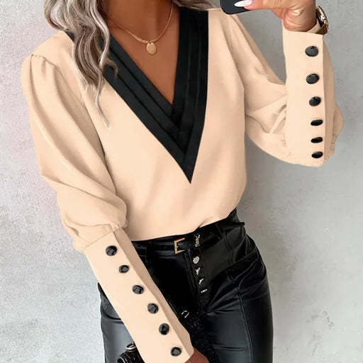 Women's elegant blouse with vneckline