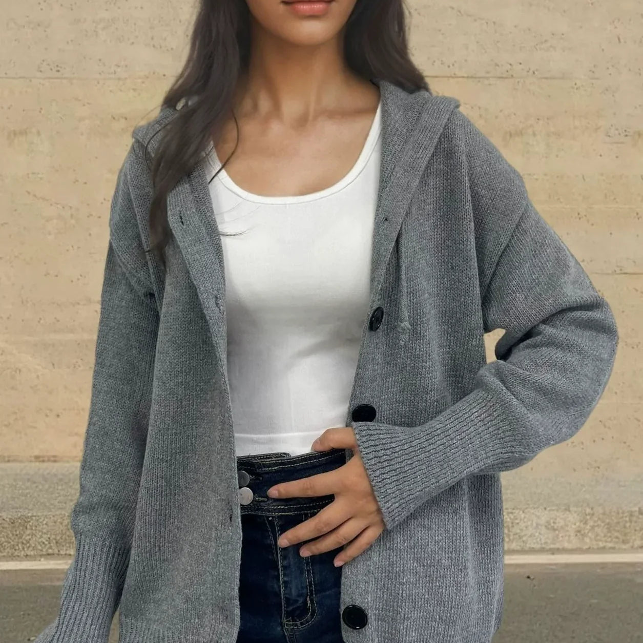 Esmae | Hooded Sweater – Ribbed Trim