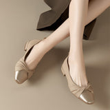 Women’s Low Heel Shoes – Soft Leather – Pointed Toe – Twisted Strap – Elegant Style