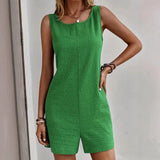 Women’s Sleeveless Romper – Relaxed Fit – Lightweight Textured Fabric – Casual Style