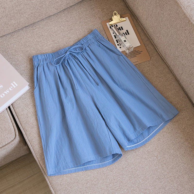 Women’s Knee-Length Shorts – Relaxed Fit  – Elastic Waist – Drawstring Tie