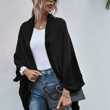 Women’s Cardigan Sweater – Oversized Fit – Wool Knit – Open Front – Batwing Sleeves