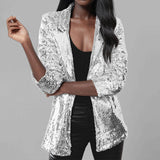 Women’s Blazer – Sequin Embellished – Tailored Fit – Open Front – Full Sleeve