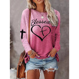 Women’s Long Sleeve Shirt – Relaxed Fit – Cotton Blend – Graphic Front – Casual Style