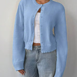 Women’s Cardigan Sweater – Soft Knit – Cropped Fit – Button Front – Ribbed Trim