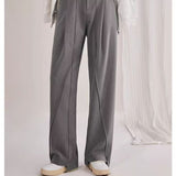 Women's Tailored Trousers – High Waist – Straight Leg – Soft Drape – Full Length