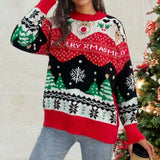 Women’s Sweater – Wool Blend – Loose Fit – Round Neck – Festive Knit Pattern