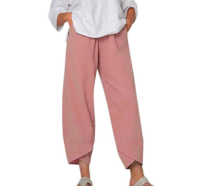 Women's Culottes - Wide Leg - Cropped Length - Elastic Waist - Lightweight Fabric