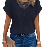 Zarelle – Lace Detail Short Sleeve Top
