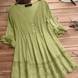Women’s Boho Tunic Top – V-Neck – Bell Sleeves – Crochet Hem