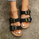 Women’s Flat Sandals – Open Toe – Adjustable Buckle Straps – Cushioned Insole – Casual Fit
