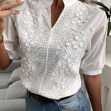 Enid – Embroidered Button-Front Blouse