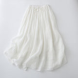 Women’s Long Skirt – A-Line Fit – Elastic Waist – Embroidered Hem – Breathable Blend