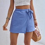 Women’s Wrap Skort – Lightweight Cotton Blend – Relaxed Fit – Elastic Waist – A-Line