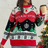 Women’s Sweater – Wool Blend – Loose Fit – Round Neck – Festive Knit Pattern