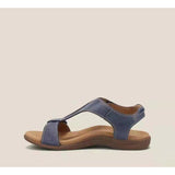 Women’s Wedge Sandals – Cushioned Footbed – T-Strap – Velcro Fastening – Casual Fit