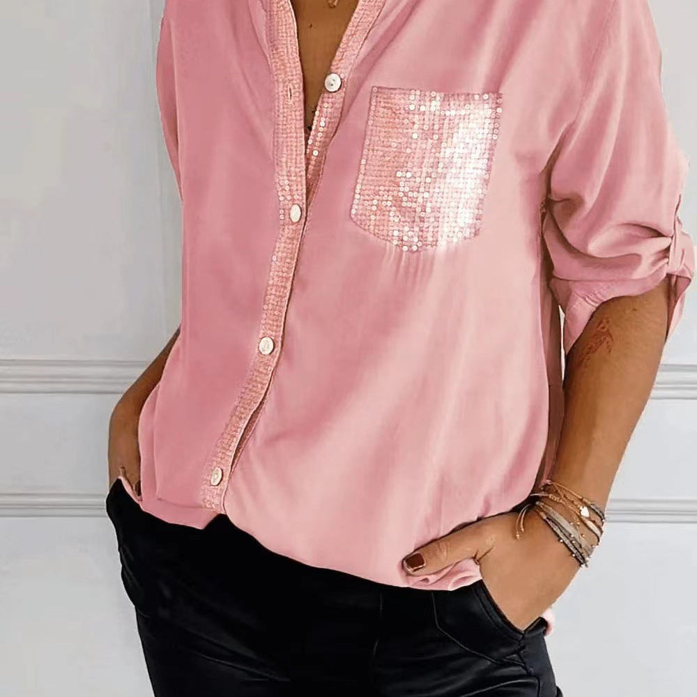 Althea – Sequined Pocket Blouse