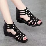Women’s Mid-Heel Sandals – Rhinestone Embellished – Gladiator Cut-Out – Ankle Strap