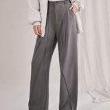 Women's Tailored Trousers – High Waist – Straight Leg – Soft Drape – Full Length