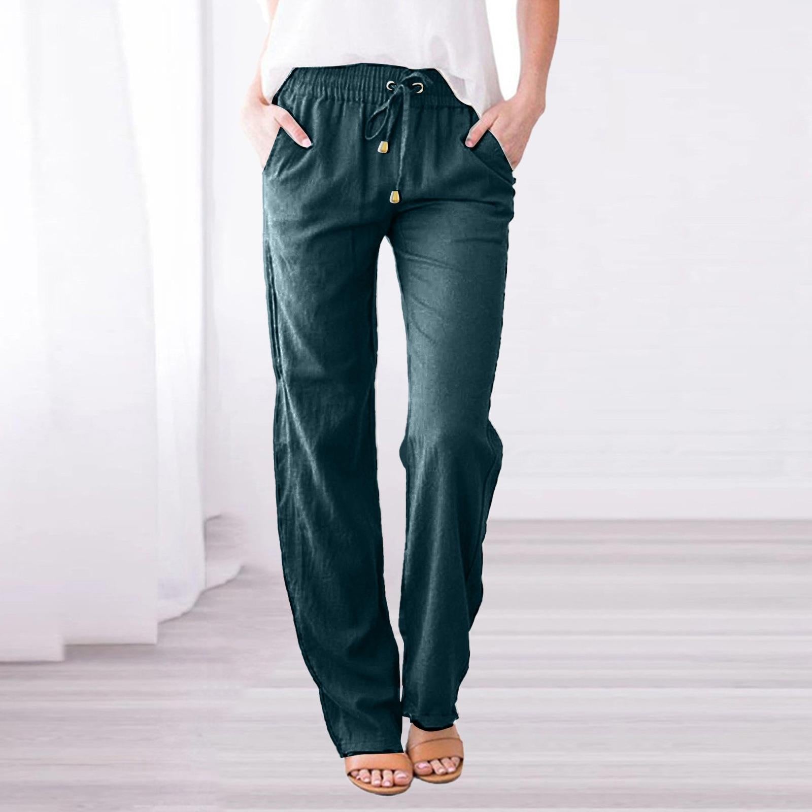 Women's Casual Trousers - Relaxed Fit - Elastic Waist - Breathable Lightweight Fabric
