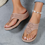 Women’s Platform Thong Sandals – Chunky Sole – Floral Strap – Open Toe – Cushioned