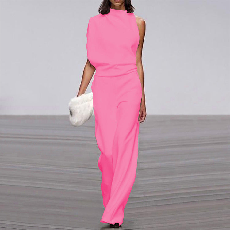 Elegant Spring Jumpsuit with Single-Breasted Neckline