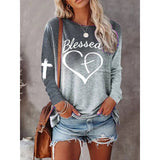 Women’s Long Sleeve Shirt – Relaxed Fit – Cotton Blend – Graphic Front – Casual Style