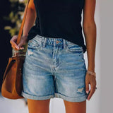 Women’s Shorts – Relaxed Straight Fit – Rolled Hem – Breathable Blend – Mid Length
