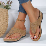 Women’s Platform Thong Sandals – Chunky Sole – Floral Strap – Open Toe – Cushioned