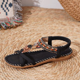 Women’s Flat Sandals – Open Toe – Boho Braided Straps – Rhinestone Detail – Comfy Fit