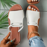 Women’s Flat Sandals – Braided Strap – Cushioned Footbed – Slip-On Open Toe