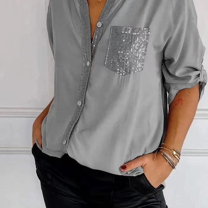 Althea – Sequined Pocket Blouse
