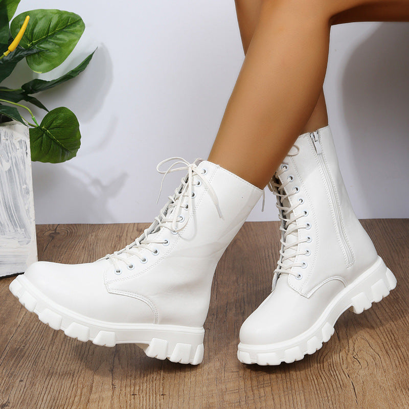 Willow | Mid-Calf Boots – Lace-Up with Side Zip