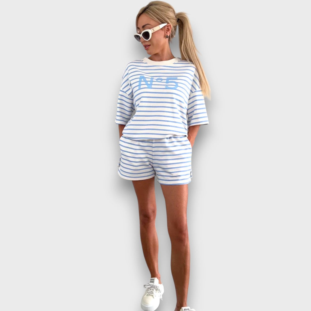 Rowan | Striped Blouse and Shorts Set