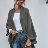 Women’s Cardigan Sweater – Oversized Fit – Wool Knit – Open Front – Batwing Sleeves