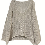Delilah | Hollow Long Sleeve Loose Knit Sweater